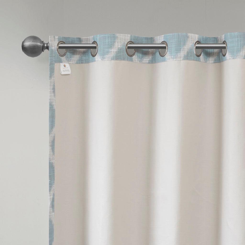 Blakesly 100 H Printed Ikat Blackout Patio Curtain Aqua Olliix.com