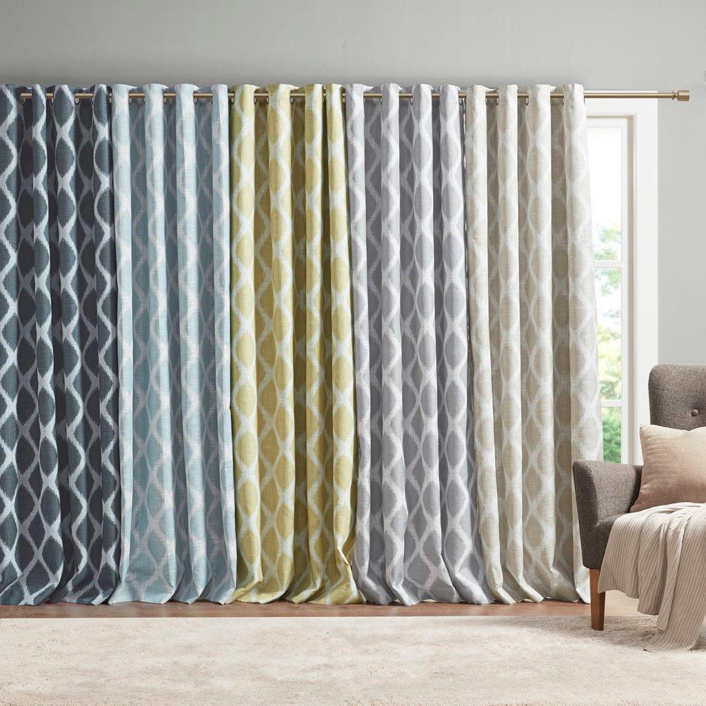 Blakesly 100 H Printed Ikat Blackout Patio Curtain Aqua Olliix.com