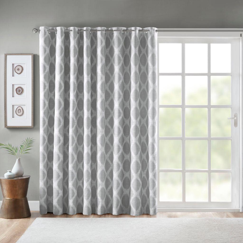 Blakesly 100 H Printed Ikat Blackout Patio Curtain Gray Olliix.com