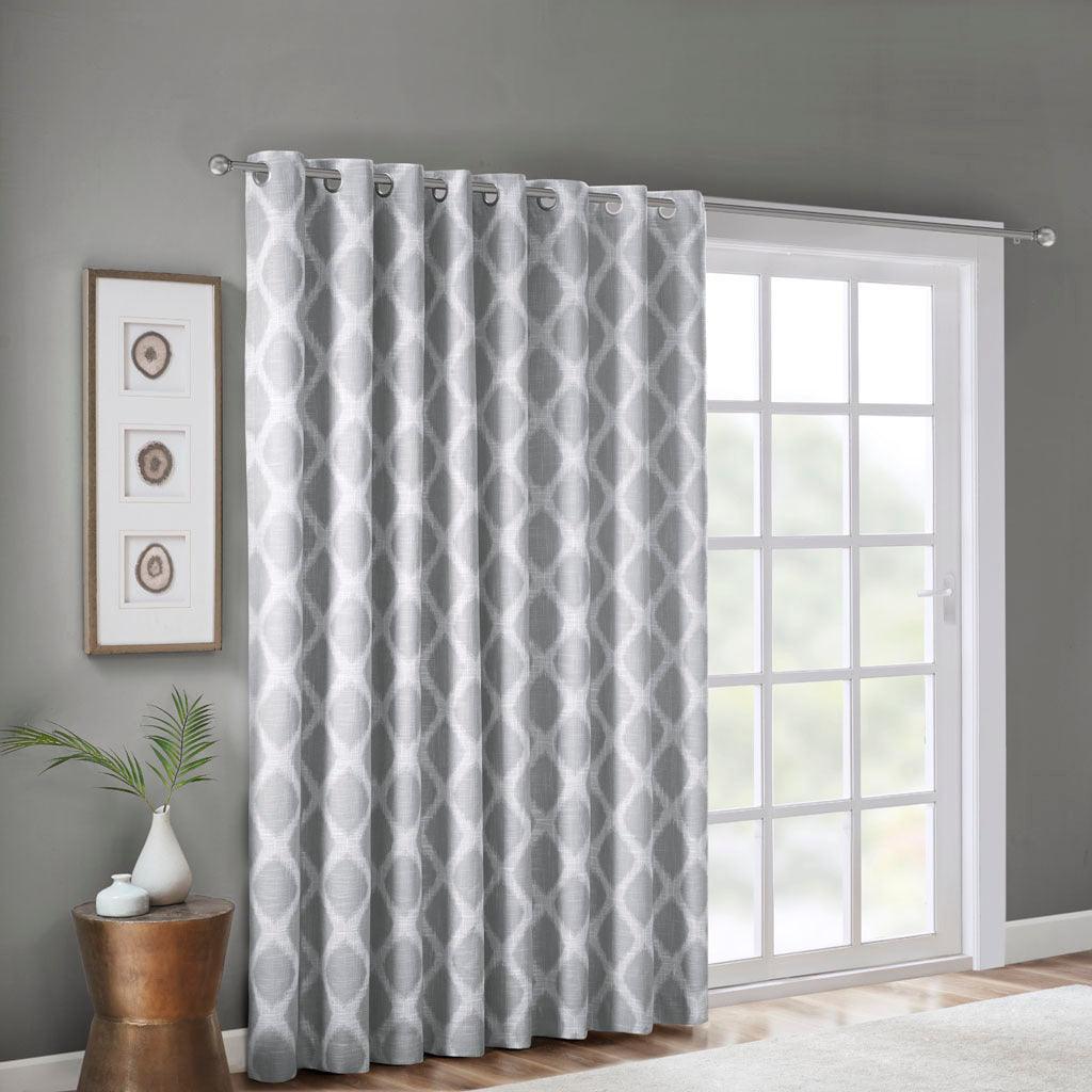 Blakesly 100 H Printed Ikat Blackout Patio Curtain Gray Olliix.com