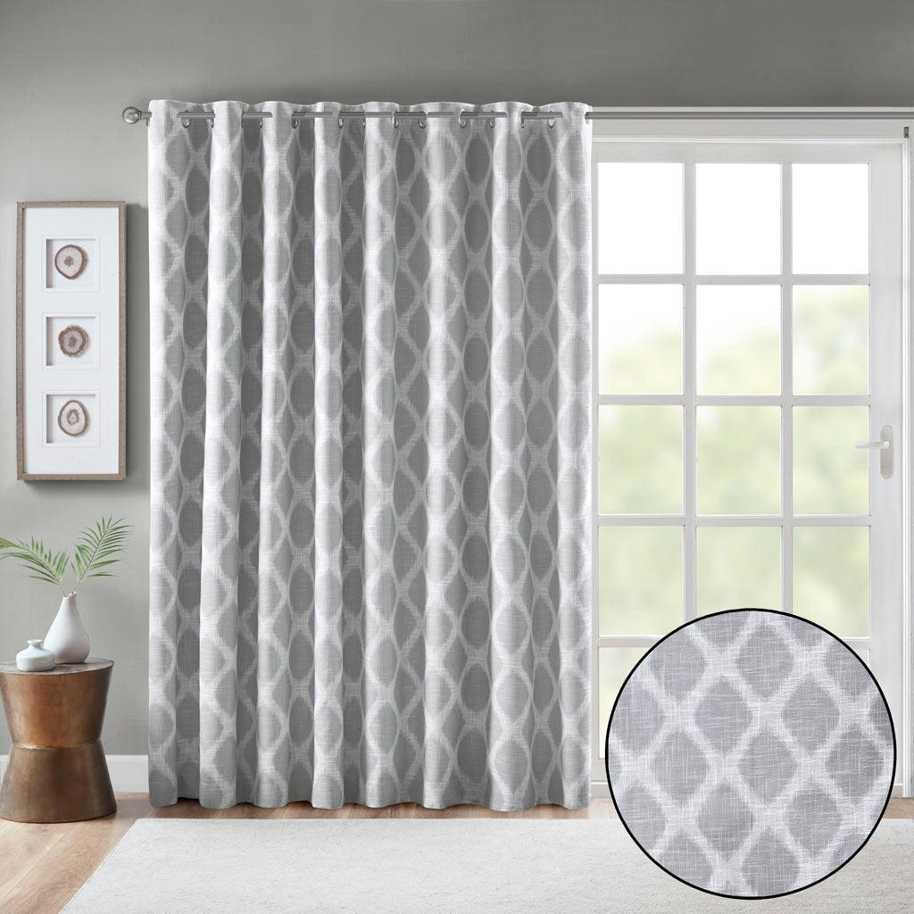 Blakesly 100 H Printed Ikat Blackout Patio Curtain Gray Olliix.com