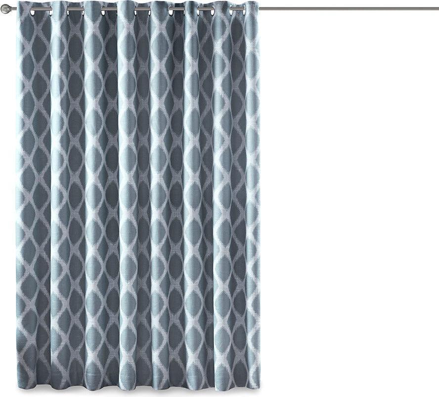 Blakesly 100 H Printed Ikat Blackout Patio Curtain Navy Olliix.com