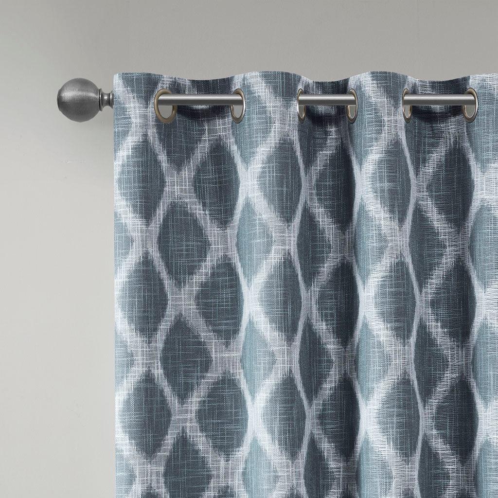 Blakesly 100 H Printed Ikat Blackout Patio Curtain Navy Olliix.com