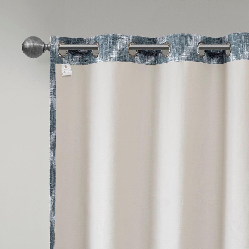 Blakesly 100 H Printed Ikat Blackout Patio Curtain Navy Olliix.com