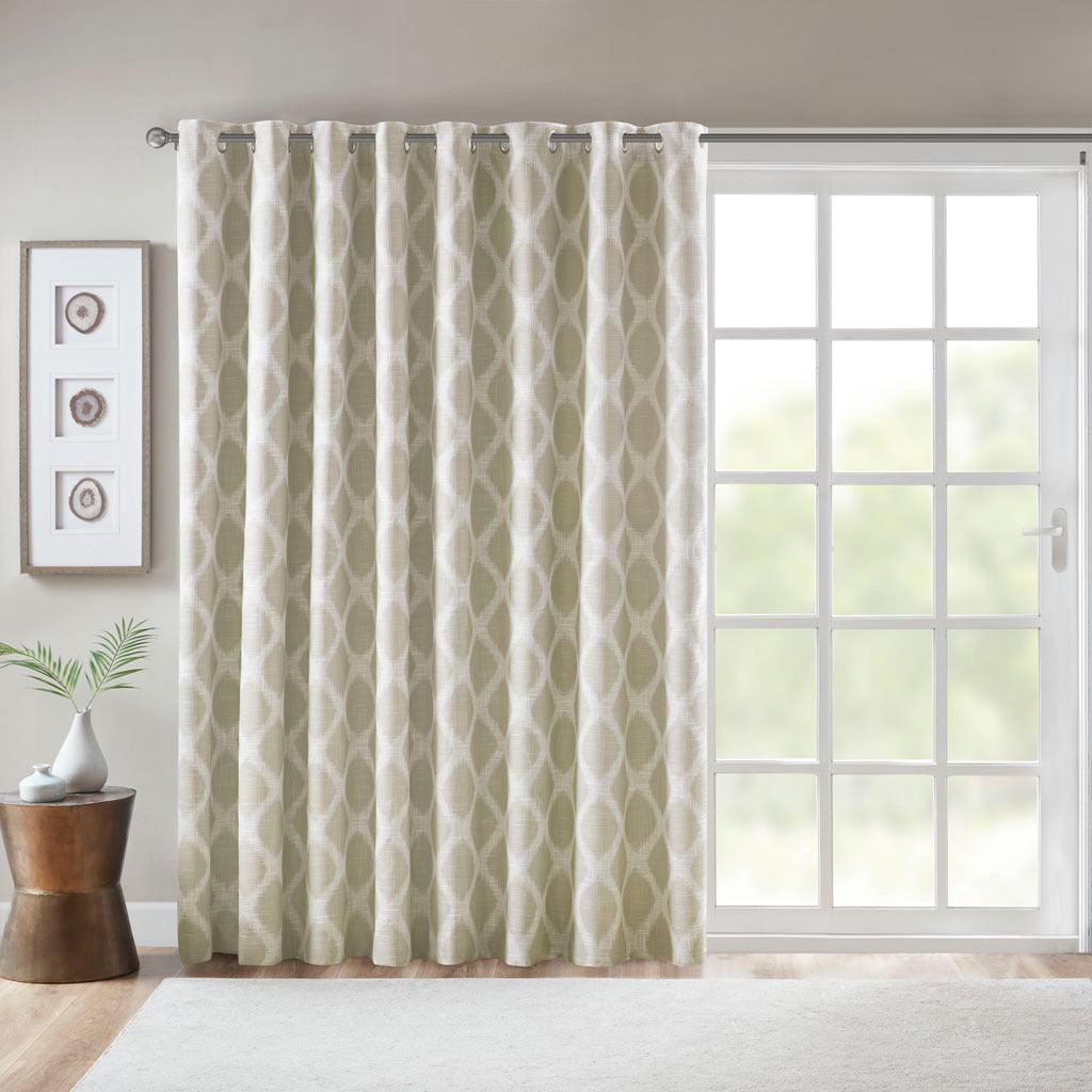 Blakesly 100 H Printed Ikat Blackout Patio Curtain Taupe Olliix.com