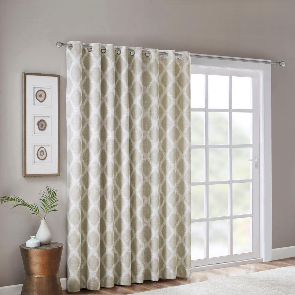 Blakesly 100 H Printed Ikat Blackout Patio Curtain Taupe Olliix.com