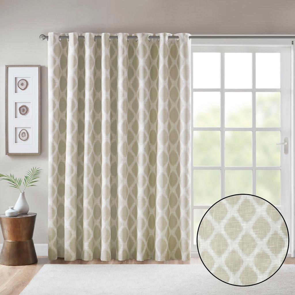 Blakesly 100 H Printed Ikat Blackout Patio Curtain Taupe Olliix.com