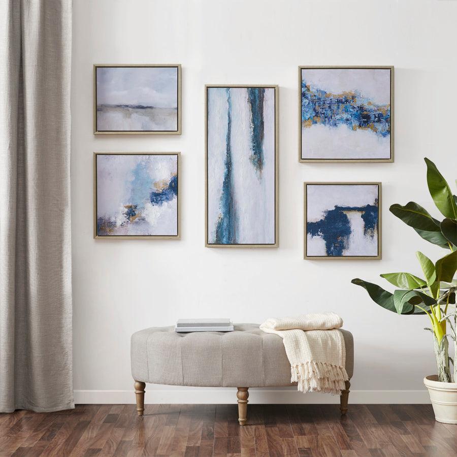 Blue Drift Framed Embellished Canvas Gallery 5 Piece Set Multicolor Olliix.com