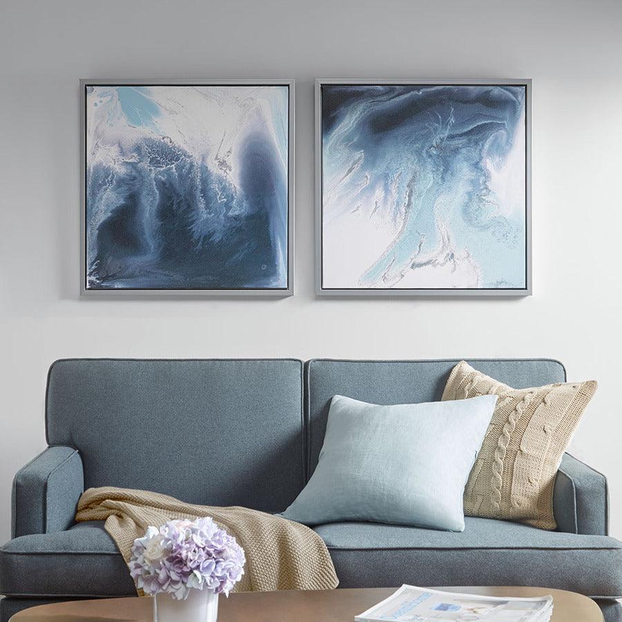 Blue Lagoon 2 Gel Coat Framed Canvas 2 Piece Set Blue Olliix.com