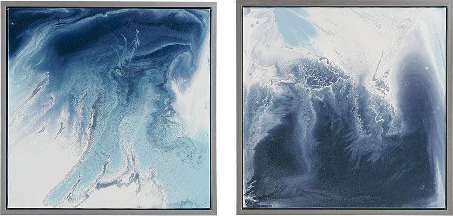 Blue Lagoon 2 Gel Coat Framed Canvas 2 Piece Set Blue Olliix.com