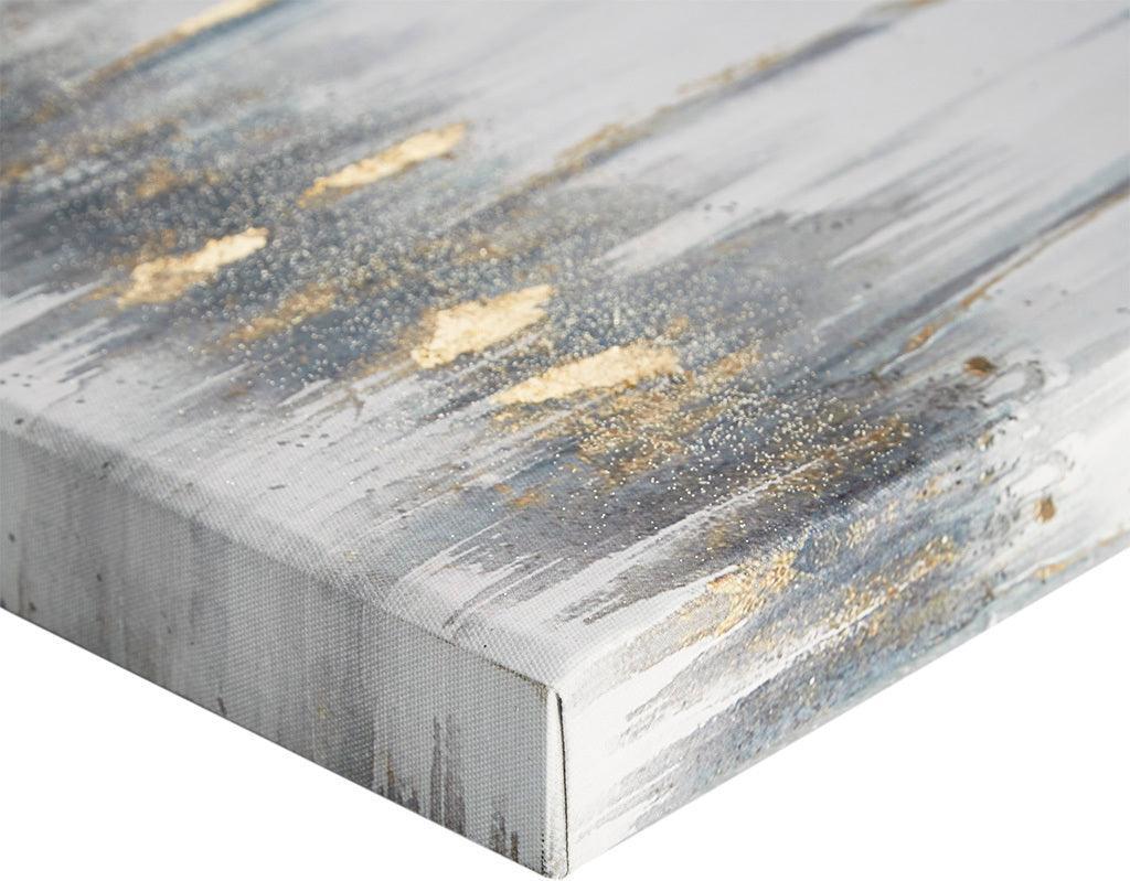 Blue Midst Forest Printed Canvas with Gold Foil 3 Piece Set Blue Multicolor Olliix.com