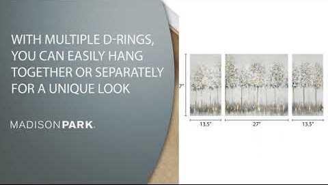 Blue Midst Forest Printed Canvas with Gold Foil 3 Piece Set Blue Multicolor Olliix.com