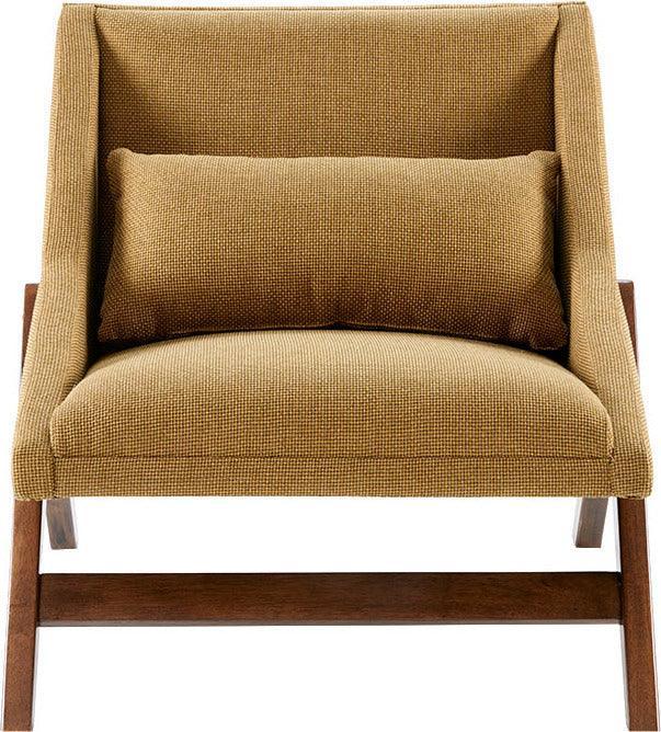 Boomerang Accent Chair Mustard Yellow & Pecan Olliix.com