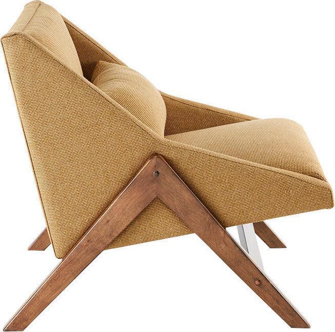 Boomerang Accent Chair Mustard Yellow & Pecan Olliix.com