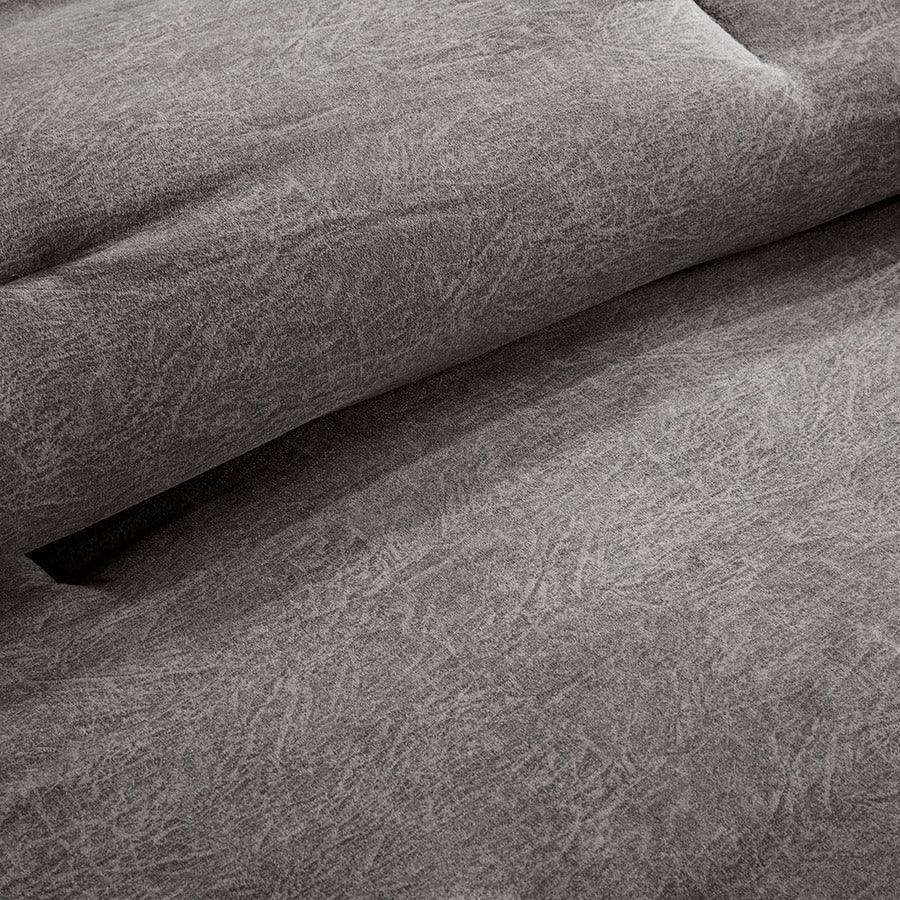 Boone 7 Piece Faux Suede Comforter Set Gray Queen Olliix.com