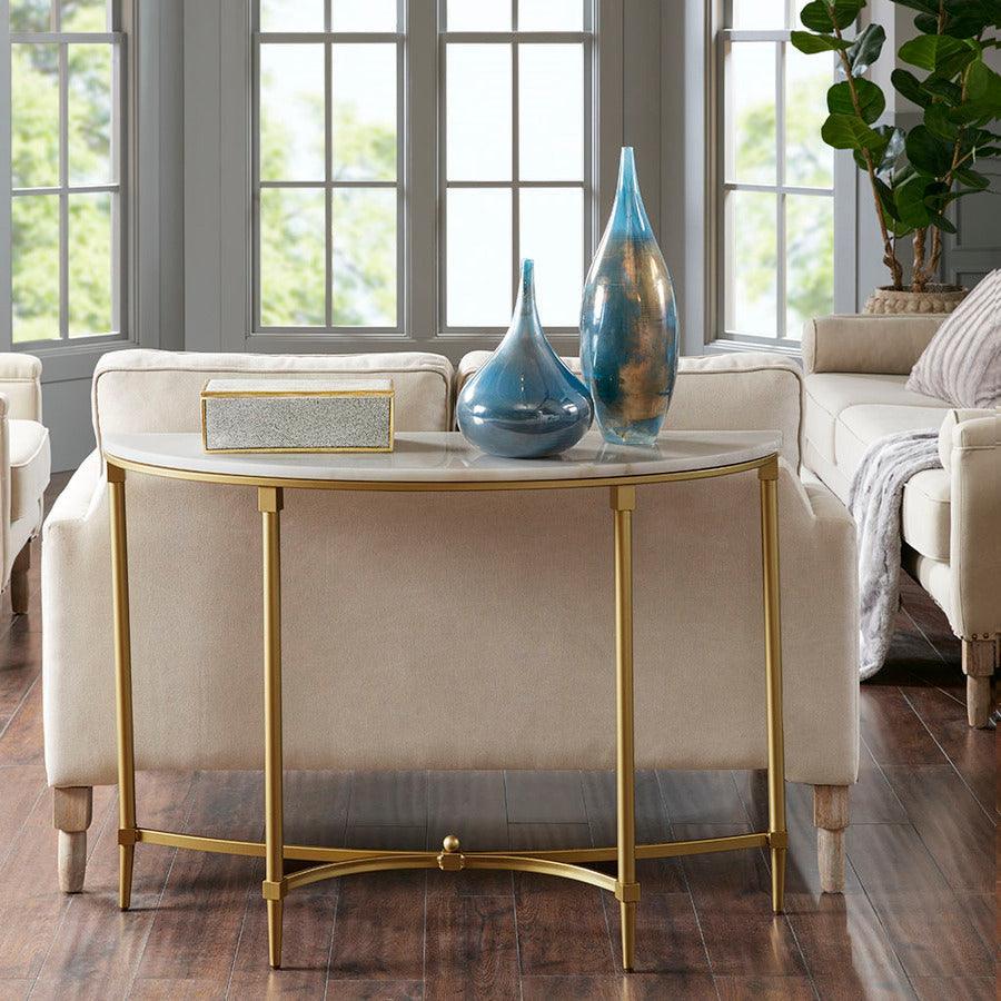 Bordeaux Console Table White & Gold Olliix.com