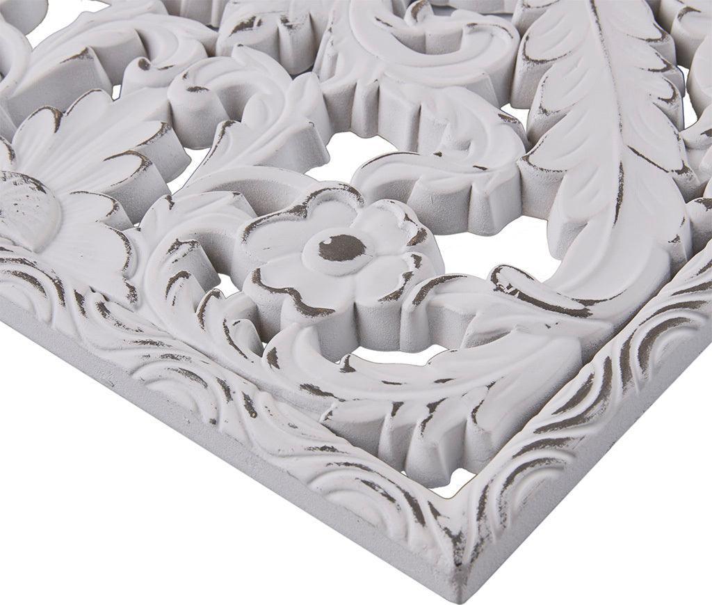 Botanical Panel Carved Wall Decor 2 Piece Set White Olliix.com