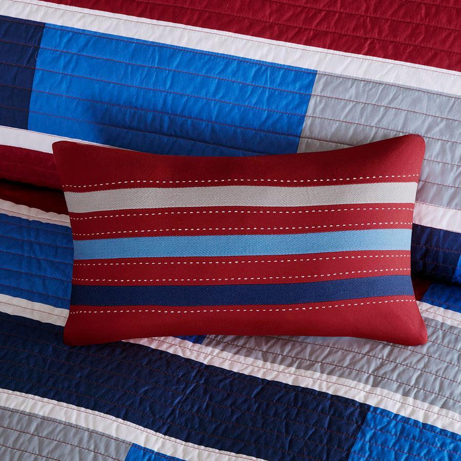 Bradley Full/Queen Coverlet & Bedspread Navy/Red Olliix.com