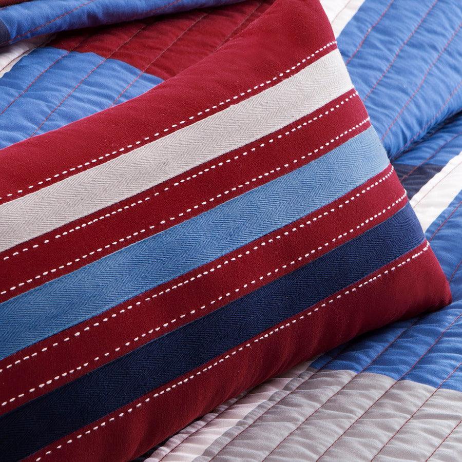 Bradley Full/Queen Coverlet & Bedspread Navy/Red Olliix.com