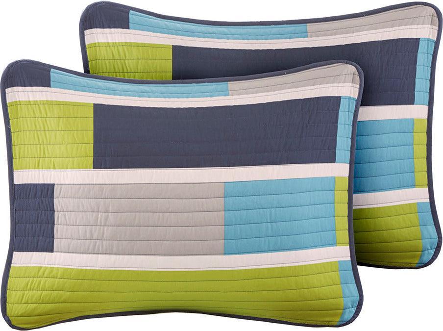 Bradley Twin/Twin XL Reversible Coverlet Set Blue & Lime Green Olliix.com