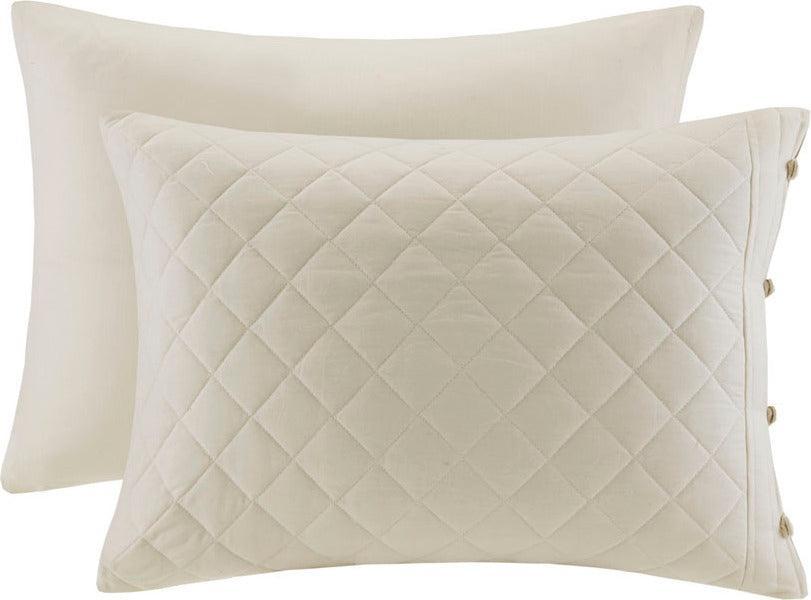 Breanna King 4 Piece Cotton Reversible Tailored Bedspread Set Ivory Olliix.com