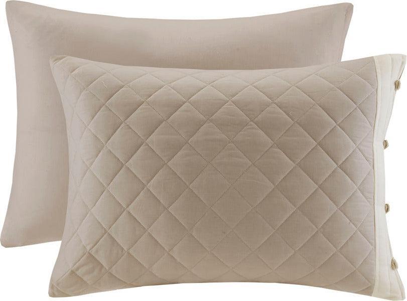 Breanna King 4 Piece Cotton Reversible Tailored Bedspread Set Khaki Olliix.com