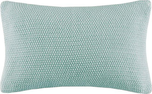 Bree Casual Knit Oblong Pillow Cover 12x20" Aqua Olliix.com