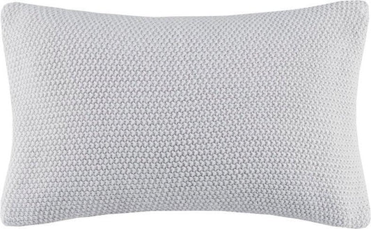 Bree Casual Knit Oblong Pillow Cover 12x20" Gray Olliix.com