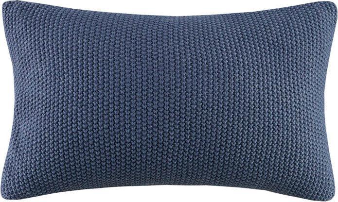 Bree Casual Knit Oblong Pillow Cover 12x20" Indigo Olliix.com