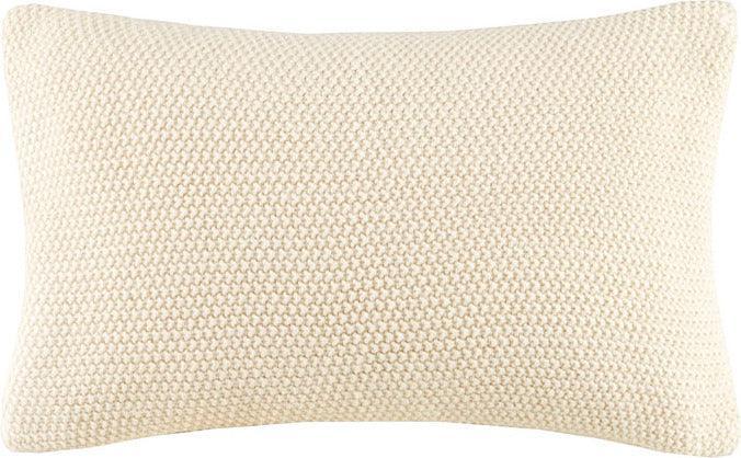 Bree Casual Knit Oblong Pillow Cover 12x20" Ivory Olliix.com