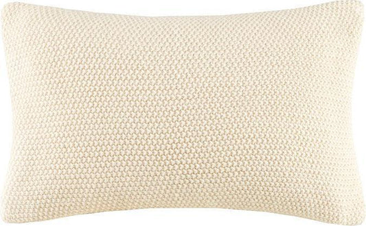 Bree Casual Knit Oblong Pillow Cover 12x20" Ivory Olliix.com