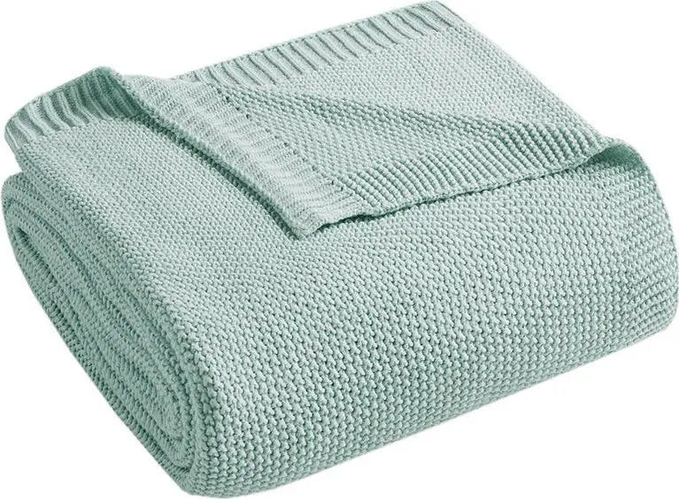 Bree Mid-Century Knit Throw 50x60" Aqua Olliix.com