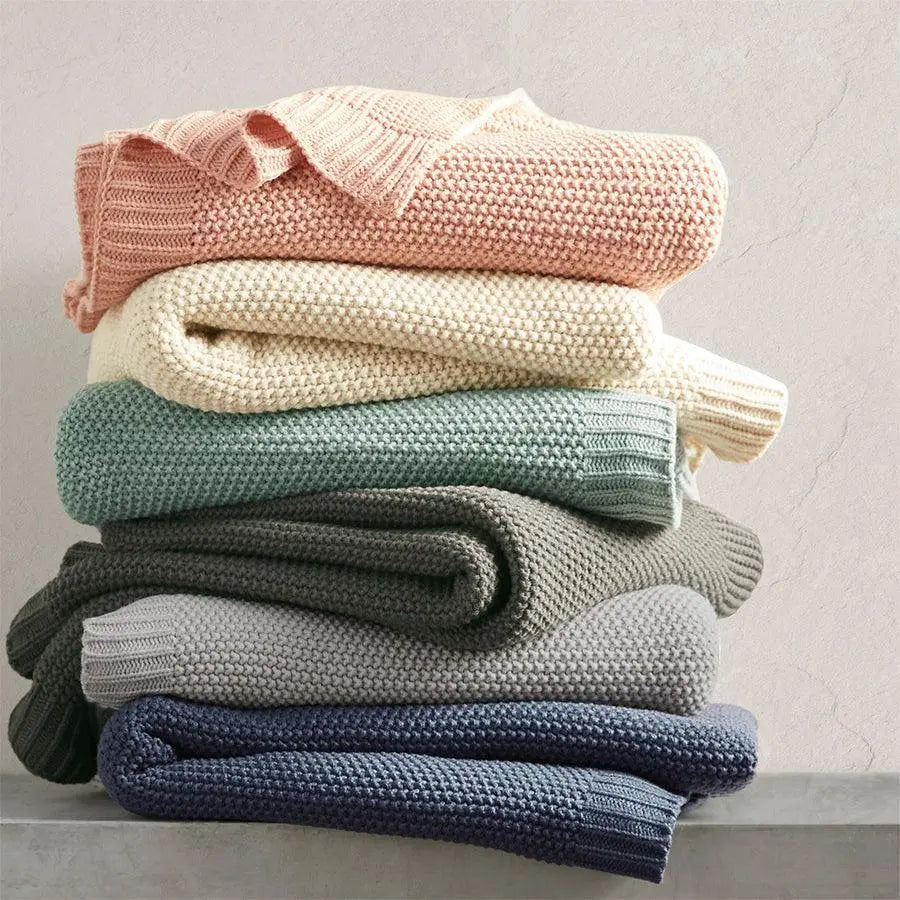 Bree Mid-Century Knit Throw 50x60" Aqua Olliix.com