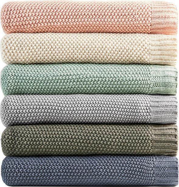 Bree Mid-Century Knit Throw 50x60" Aqua Olliix.com