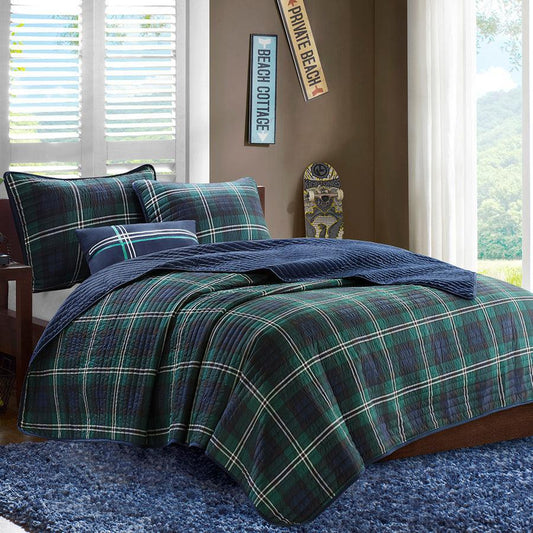 Brody Twin/Twin XL Reversible Coverlet Set Blue Olliix.com