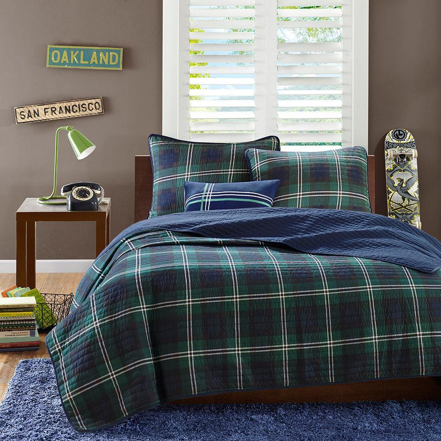 Brody Twin/Twin XL Reversible Coverlet Set Blue Olliix.com