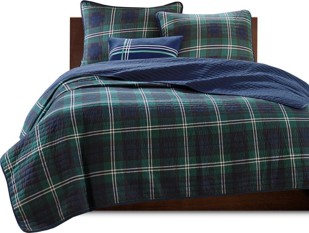 Brody Twin/Twin XL Reversible Coverlet Set Blue Olliix.com