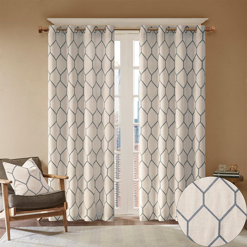 Brooklyn 95" Metallic Geo Embroidered Window Panel Gray Olliix.com