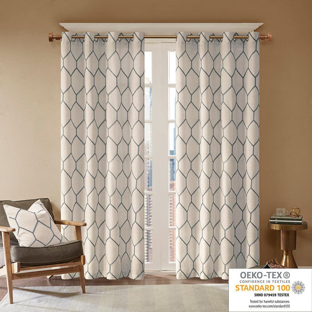 Brooklyn 95" Metallic Geo Embroidered Window Panel Gray Olliix.com