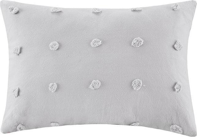 Brooklyn Casual Cotton Jacquard Pom Pom Oblong Pillow 14"W x 20"L Charcoal Olliix.com