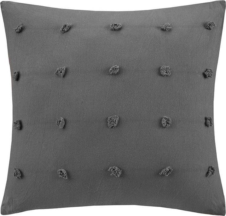 Brooklyn Casual Cotton Jacquard Pom Pom Square Pillow 20"W x 20"L Charcoal Olliix.com