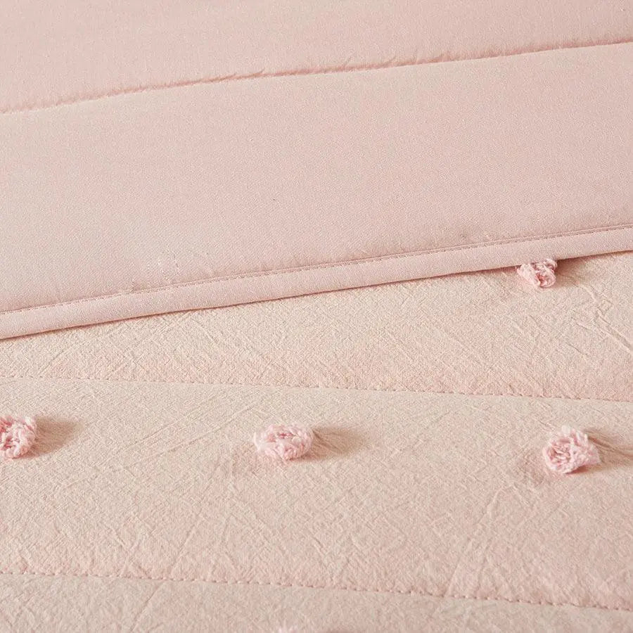 Brooklyn Cottage/Country Cotton Jacquard Coverlet Set King/Cal King Pink Olliix.com
