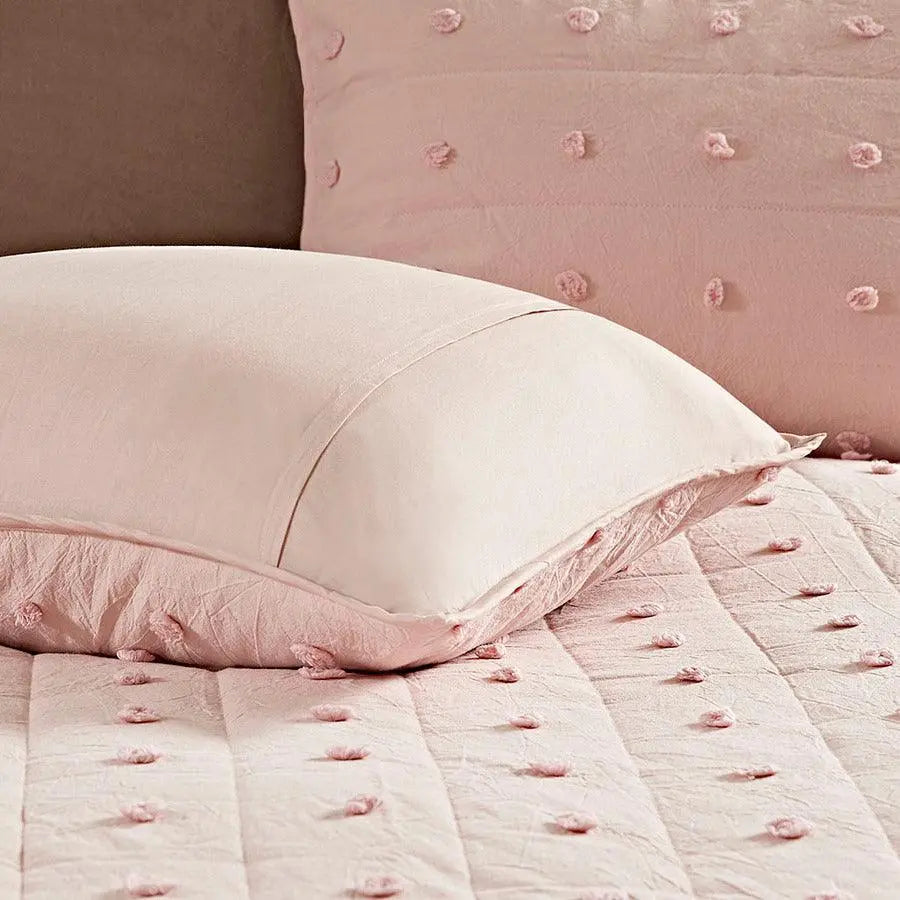 Brooklyn Cottage/Country Cotton Jacquard Coverlet Set King/Cal King Pink Olliix.com