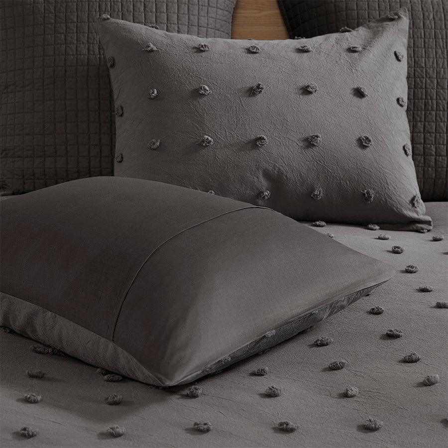 Brooklyn Full/Queen Cotton Jacquard Shabby Chic Comforter Set Charcoal Olliix.com