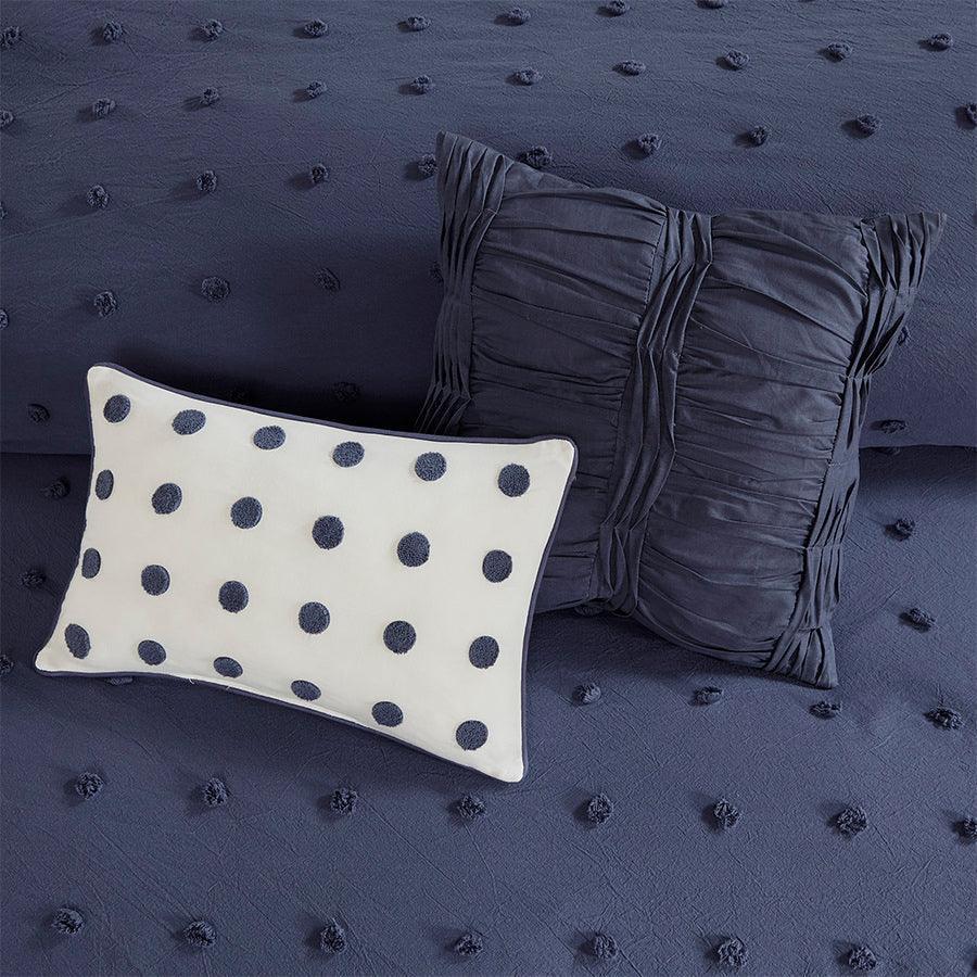 Brooklyn Full/Queen Shabby Chic Cotton Jacquard Comforter Set Indigo Blue Olliix.com