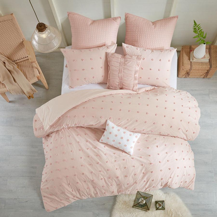 Brooklyn King/California King Cotton Jacquard Comforter Set Pink Olliix.com