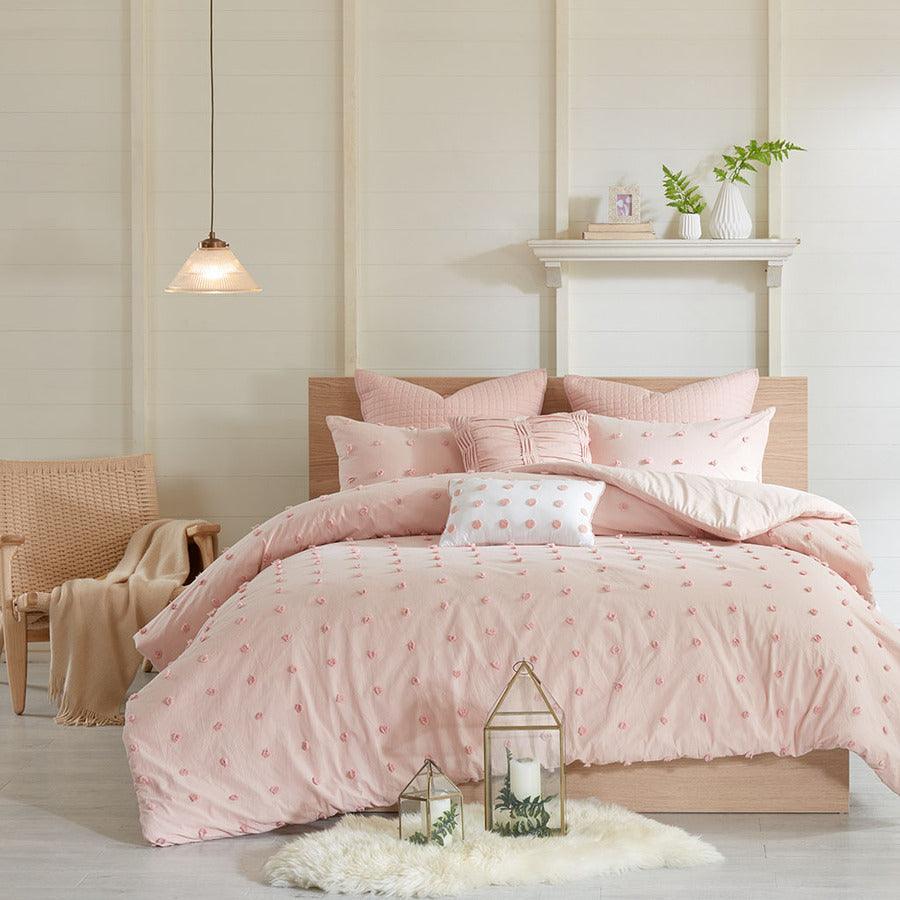 Brooklyn King/California King Cotton Jacquard Comforter Set Pink Olliix.com