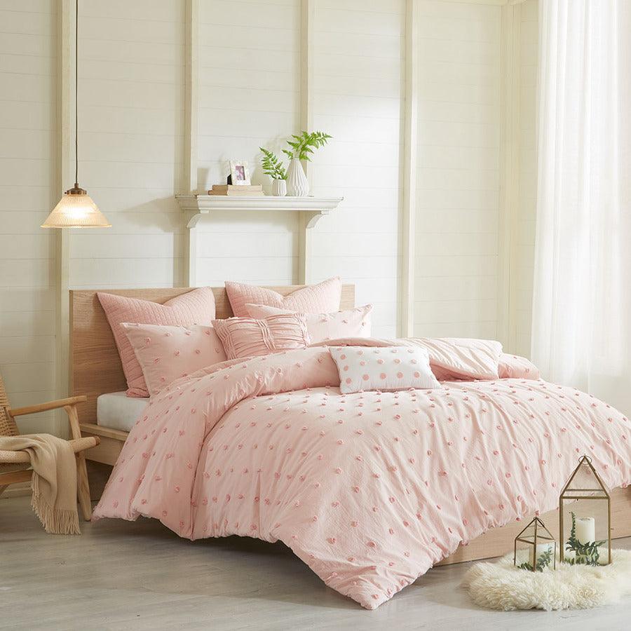 Brooklyn King/California King Cotton Jacquard Comforter Set Pink Olliix.com