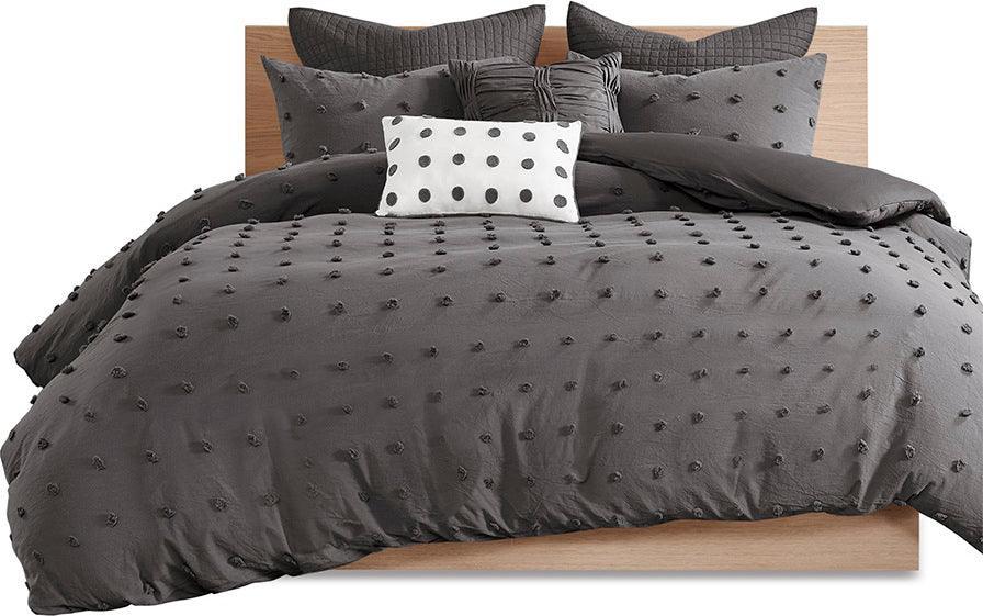 Brooklyn Modern Cotton Jacquard Comforter Set Charcoal King/Cal King Olliix.com