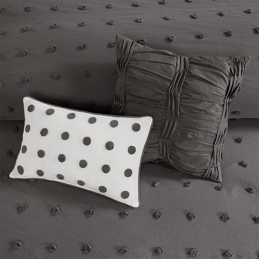 Brooklyn Modern Cotton Jacquard Comforter Set Charcoal King/Cal King Olliix.com